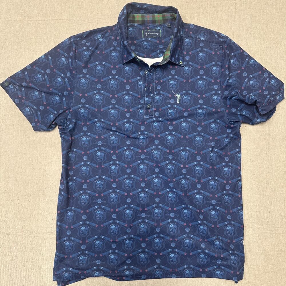 William Murray Golf Polo Blue With Whiskey Glass Size Medium